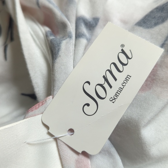 Soma Floral Lace Trim Stretchy Open Cardigan Robe Wrap Topper Ivory L - Picture 11 of 13